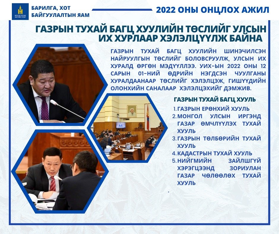 Геодези, зураг зүйн тухай хуулийн шинэчилсэн найруулгын төслийг УИХ-аар ...